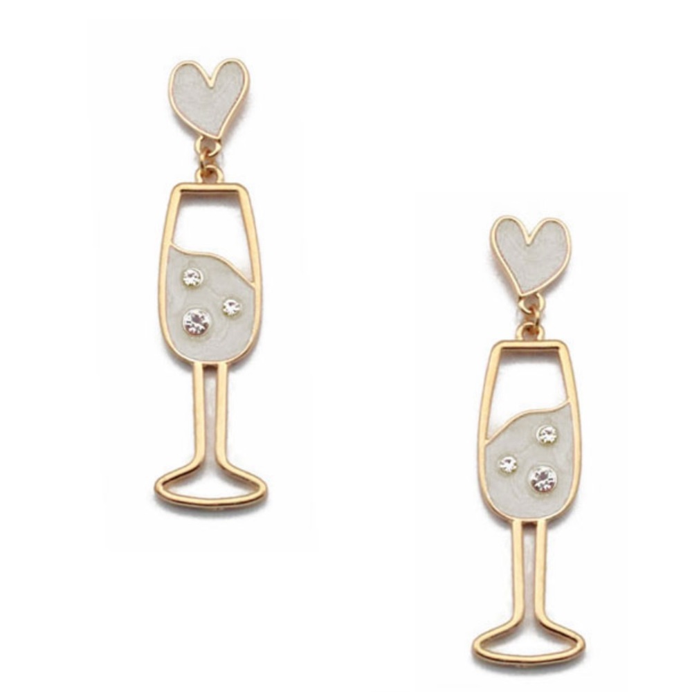 COPY - Champagne Glass Earring with Heart